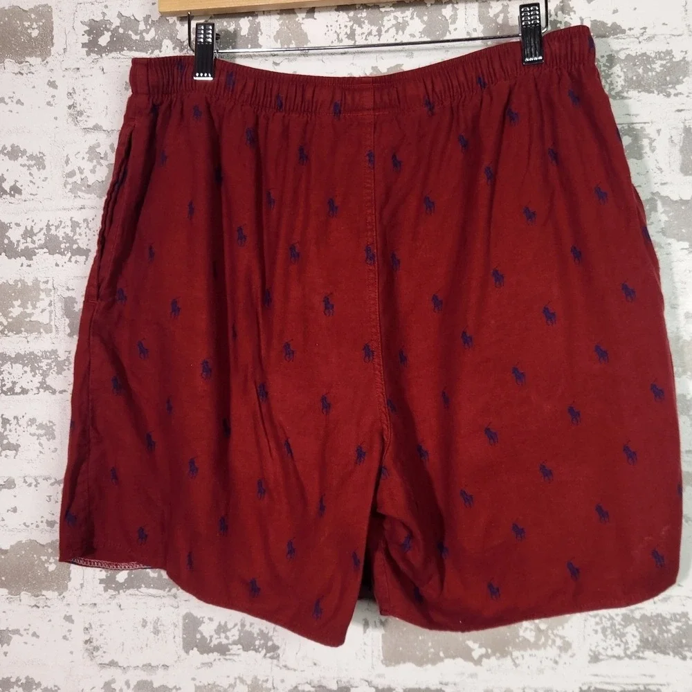 Polo Ralph Lauren Sleep Shorts Mens Large Red Pony Print Pajama Bottoms Preppy